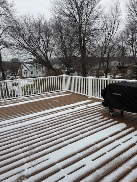 Trex composite deck installation Connecticut - white railing outdoor living by licensed insured contractor